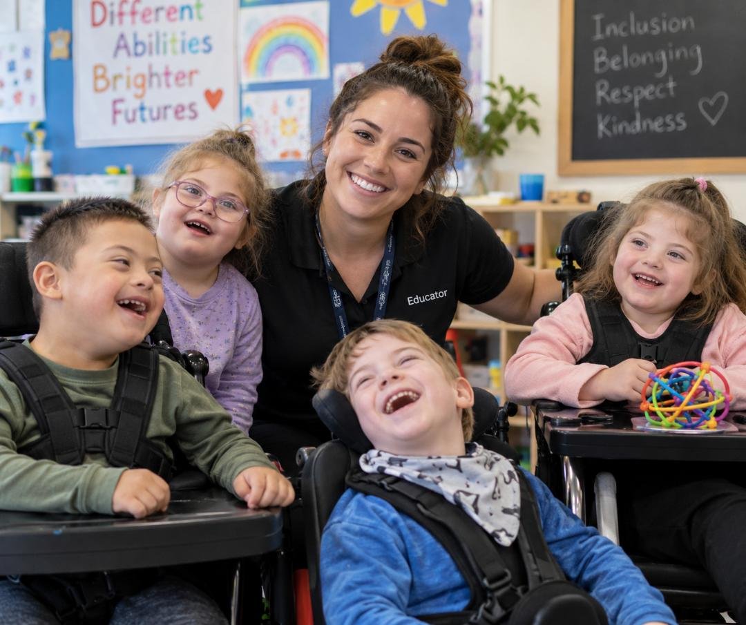 An educator sharing a laugh with young participants
